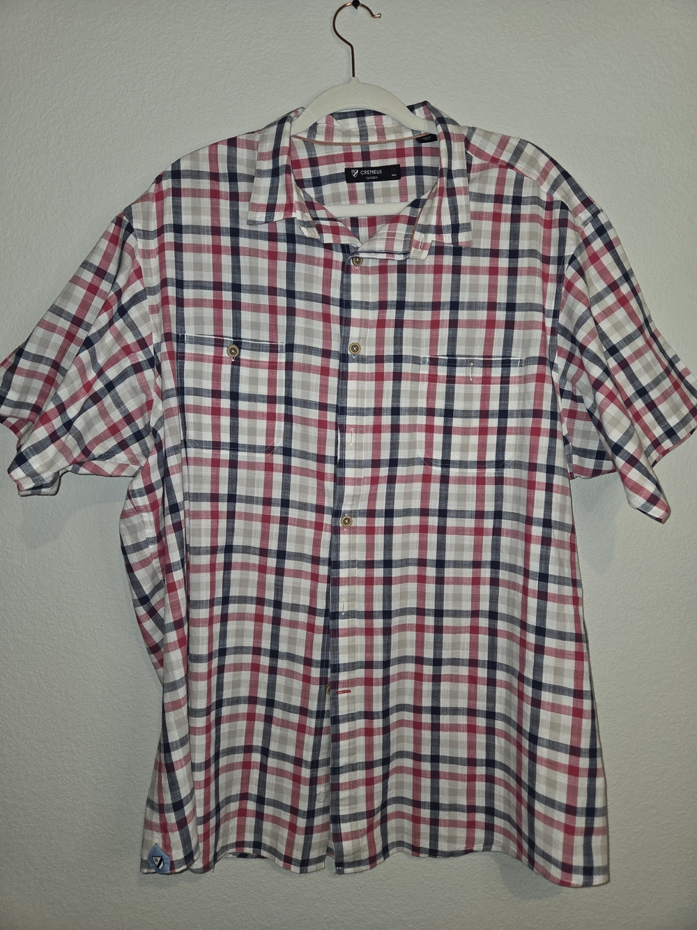 Daniel Cremieux Men's Short-Sleeve Plaid Button-Down Shirt - White, Red & Blue